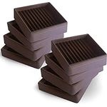 CasterMaster Non Slip Furniture Pads - Square Rubber Anti Skid Caster Cups Leg Coasters - Couch, Chair, Feet, and Bed Stoppers with Anti - Sliding Floor Grip (2" x 2" (Set of 8), Brown)