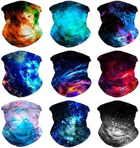 VCZUIUC Headband Skull Face Mask Bandanas, Multi Functional Skeleton Headwear (9PCS Galaxy-2)