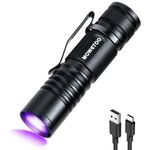 MOWETOO UV Torch Rechargeable - Mini LED UV Lamp Black Light Flashlight, 395nm Zoomable Ultraviolet Light Torch for Pet Urine Testing, Banknote Inspection