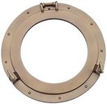 Hampton Nautical Deluxe Class Antique Brass Porthole Mirror Metal Decorating Home, 17"