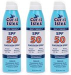 Coral Isles Sunscreen Spray SPF 50 - Hawaii Reef Safe Act Compliant - Oxybenzone & Octinoxate Free - Broad Spectrum - Water Resistant, 6 Fl Oz (Pack of 3)