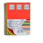 100 Sheets Coloured Paper, A3 Coloured Card Origami Paper Double Sided for Children's Art & Craft Activities(120gsm), 20 Colors Coloured Cardboard Craft Paper Construction Paper, 420mm X 297mm