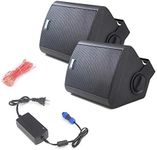 Pyle Waterproof Wall Mount Speaker System - 5.25 Inch Active + Passive Pair Wireless Bluetooth Compatible Indoor/Outdoor Stereo Sound Set with AUX IN - Pyle PDWR52BTBK (Black)