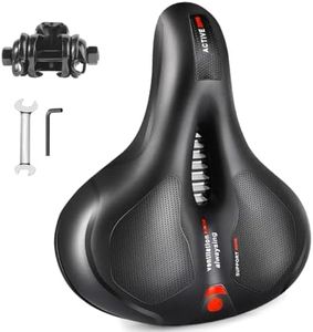 TOPCABIN Comfort Bike Saddle Seat with Dual Shock Absorbing Ball,Thickened Memory Foam,Waterproof Universal Replacement Wide Bicycle Saddle Seat for Bike/Road MTB Indoor Cycling(Wide Seat/Black)