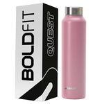 Boldfit Water Bottles Stainless Steel Water Bottle 1 Litre Steel Water Bottles for School, Office, Home, Gym 1 Litre Water Bottle for Men Leakproof, Rust Free Steel Bottle -1000 ml Bottle Pale