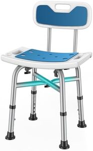 LUFEIDRA 500LBS Heavy Duty Shower Chair for Inside Shower with Reinforced Beam, 5 Adjustable Height with Blue Cushions, Perfect Shower Chair for Elderly and Disabled, Shower Seat for Bathroom Bathtub