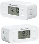 DEWENWILS 24 Hour Programmable Digital Timer Outlet, 2 Pack Timers for Electrical Outlets, Light Timer for Indoor Lamp Fan Aquarium, 1 Grounded Outlet, 125V/15A/1000W, 3 Prong, 1/2 HP