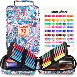 KALOUR Premium Colored Pencils for Adult Coloring Book,Set of 72 Colors,Zipper Pencil Slot Case,with Sharpener,Soft Core,7 Metallic Color,Ideal for Layering Blending,for Artists Beginners Kids(Blue)