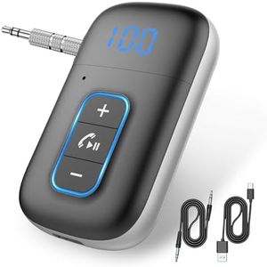 Adattatore Bluetooth 5.3 per auto, mini ricevitore Bluetooth per auto, stereo domestico, altoparlante, cuffie cablate, amplificatori per veicoli AUX 3,5 mm, doppia connessione, 16 ore di riproduzione