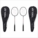 Yonex Badminton Racquet GR 303I Made in India Pack of 2 with Full Cover (Black/Black)