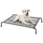 Veehoo Outdoor Elevated Dog Bed, Cooling Raised Dog Cots Beds with No-slip Feet, Durable Pet Bed for Large Medium Dogs, Washable & Chew Proof Mesh Fabric Cots for Indoor Outdoor, X-Large, Black Silver