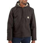 Carhartt Men's Relaxed Fit Washed Duck Sherpa-Lined Jacket Work Utility Outerwear, Dark Brown, 4XL