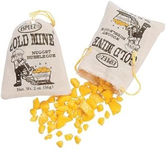 Fun Express Gold Nugget Bubble Gum in Drawstring Bags 12 Pack - Lemon Flavored Vintage Candy Bulk | 90s Nostalgia Gold Candy for Kids Party Favors | Old Time Fun Gum Individually Wrapped Treats