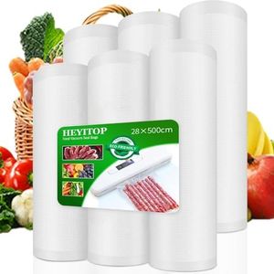 Vacuum Food Sealer Roll Bags,6 Packs 28cm*5m, Food Vacuum Seal Bags PAPE Seal Storage Heat Commercial Grade Bag Rolls Compatible with All Vac Machines,BPA Free