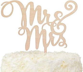 LOVENJOY Gift Box Pack Mr and Mrs Monogram Rustic Wood Wedding Engagement Cake Toppers Decoration (5.9-inch)