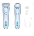 HIMCHI 2 in 1 Bikini Trimmer for Women IPX7 Waterproof Wet & Dry Use, 2 Heads Pubic Hair Shaver, Ideal for Legs, Underarm, Facial Hairs, Intimate area