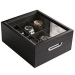 Modern 2x3 Black Finish with Custom Aluminum Handle 6-Slot Watch Box with Real Glass by Case Elegance