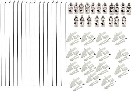 Ltvystore 20Pcs Adjustable Pushrod Connector Linkage Stopper 1.3mm & 20Pcs Nylon Control Horns 21x10 mm & 20Pcs 1.2 x 210mm Z Push Rods Parts Compatible for RC Airplane Plane Boat Replacement