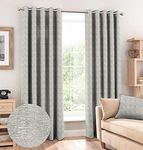 Casableu Slubby Polyester Eyelets (Steel) Blackout Curtains with Tie Back, Bedroom Living Room (Pack of 2) (Grey, 7 feet)