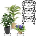 ROLLYWARE Designer Metal Plant Stand Indoor,Outdoor Plant Stands Plant Holders, low Plant Stand corner,Small Plant Stand for Indoor Plants,Heavy Duty Flower Pot Stand Holder,Plant Rack (PACK OF 2 (BLACK))