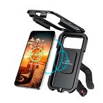 GRAND PITSTOP Waterproof Mobile Holder for Bikes, Motorcycle, Scooty, Bicycles, Wireless Bike Mobile Holder, Cellphone Holder for Maps and GPS Navigation & 360° Rotation Mirror Phone Mount-Black