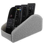 MoKo Remote Control Holder, Leather TV Remote Organizer Remote Caddy Desktop Organizer 5 Compartments for Remote Controllers, Office Supplies, Media Accessory Storage & Organizer - Dark Gray