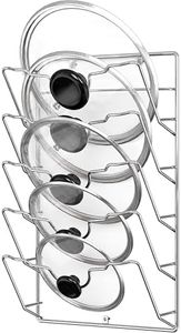 SimpleHouseware 5 Tier Wall Mounted Pot Lid Rack, Chrome