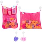 2 x Mesh Bath Toy Organizer + 6 Ultra Strong Hooks – The Perfect Bathtub Toy Holder & Bathroom or Shower Caddy – These Multi-use Net Bags Make Baby Bath Toy Storage Easy – For Kids & Toddlers