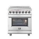 Forno Galiano Full Electric 30" Inch. French Door Freestanding Chef Door Electric Range with 4 Radiant Elements Ceramic Glass Cooktop - 4.32 Cu.Ft. Stainless Steel Convection Oven with Air Fryer Kit