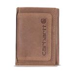 Carhartt Men's Top Grain Leather Trifold, Contrasting Stitch, Brown, One Size