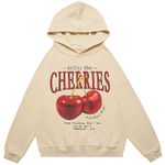 Aelfric Eden Cherry Graphic Hoodies Streetwear Hooded Sweatshirt Pullover Hip Hop Fashion Hoodies Unisex, 1-apricot, Medium