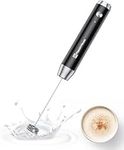 Maestri House Rechargeable Milk Frother, Handheld Electric Foam Maker Waterproof Detachable Stainless Steel Whisk Drink Mixer Foamer for Lattes, Cappuccino, No Stand（Black）
