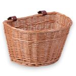 Vintiquewise Wicker Front Bike Basket with Faux Leather Straps