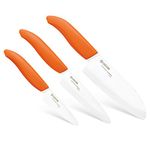 Kyocera 3 Piece Advanced Ceramic Revolution Series Knife Set, Orange