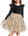 Arshiner Black Dress for Girls Velvet Tulle Tutu Fall Long Sleeve Winter Formal Outfit Size 7