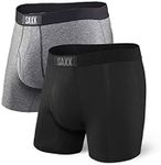 Saxx Underwear Men's Boxer Briefs - Ultra Men's Underwear- Boxer Briefs with Built-in Ballpark Pouch Support - Boxer Briefs, Pack of 2,Black/Grey,Large