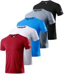 5 Packs Workout Shirts for Men - Activewear Tops Gym Shirts Dry Fit Mesh Running Fitness Short Sleeve Crewneck Sports Athletic T-Shirt Tops 5P01-M