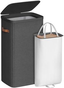 SONGMICS Laundry Basket, 26.4 Gal. Laundry Hamper, Easy Assembly, with Lid and Handles, Removable Liner, 16.5 x 12.6 x 29.5 Inches, Ink Black ULCB811BH01