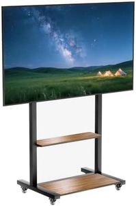 Vanconwey Floor TV Stand for 40-100 Inch TVs, Adjustable Heights TV Mount Stands with Large Wood Shelf and Wheels, Modern Living Room Rolling TV Stand, Up to 220 lbs, VESA 800x600mm,Walnut(VC-Z1813)