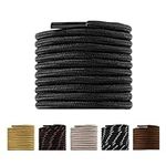 LARGERED Round Shoe Laces Work Boot Laces Heavy Duty, Durable Thick 4mm Shoelaces for Trainers Shoes Walking Hiking Boots, Replacement Round Lace Rope Laces for Men Women, Black-120CM