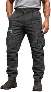Febteebou Cargo Pants for Men Workout Joggers Stretch Sweatpants Hiking Drawstring Tactical Pants with Multi Pockets