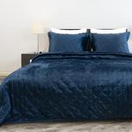 DriftAway 3 Piece Velvet Quilt Set Bedspreads Coverlets Cover Prewashed Queen Full Queen Size Peacock Blue