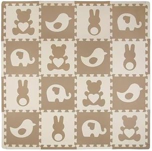 Tadpoles 16 Tile Teddy & Friends Foam Playmat for Kids | 16 Interlocking Tiles with 16 Border Pieces | Soft EVA Foam | Safe & Durable | Total Floor Coverage 50�” x 50” | Ages 3 & Up | Brown