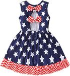 Popshion Girls 4th of July Dress Toddler Girl American Flag Dresses Sleeveless Kids Patriotic Clothes Independence Day Outfits 2-3 Years