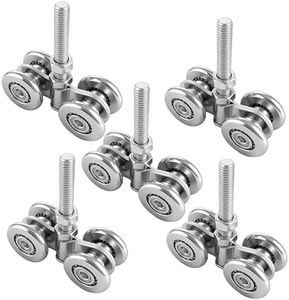 PEDOBALI 5 Pcs Wheel Trolley Assembly Beam Trolley Applied for 1-3/4" Wide and 2-1/4" or Taller Rail Hanging Track, Barn Door Rollers for Shed Sliding Doors or Mount Heavy Barn