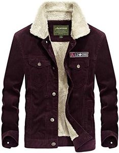 Flygo Men's Casual Slim Fit Jacket Sherpa Fleece Lined Warm Jackets Coat (Wine, Large)