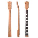 Electric Guitar Neck Replacement, 22 Frets, Rosewood Fingerboard, DIY, Finish with White Trapezoid Inlay (Wood Color)