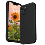 ROUMAYMAY for iPhone 13 Case, Liquid Silicone Military Shockproof Upgraded [Camera Protection], with Soft Fine Smooth Microfibre Lining Anti-Scratch, Full Body Phone Case for iPhone 13, Black