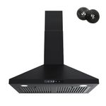 FIREGAS Black Range Hood 30 inch,Convertible Wall Mount Range Hood with Brushless Motor,450 CFM,9 Speed Fan,Soft Touch Controls, Permanent Filters, LED Lights, Charcoal Filter included