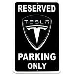 Tesla Parking Only Sign - 8x12 Aluminum Tesla Poster - Gifts for Tesla Owners - Tesla Garage Sign - Tesla Gifts for Men - Tesla Sign Parking